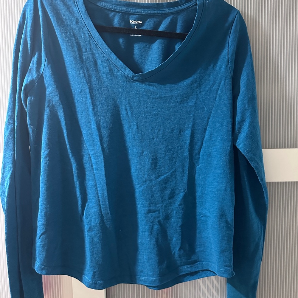 Sonoma Teal V-Neck Long Sleeve Top